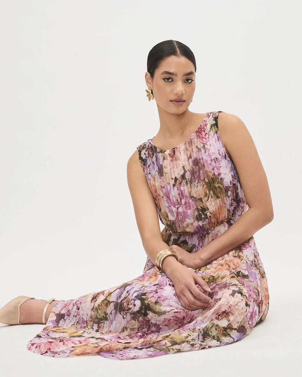 Sleeveless Pleated Midi Dress RW&CO.