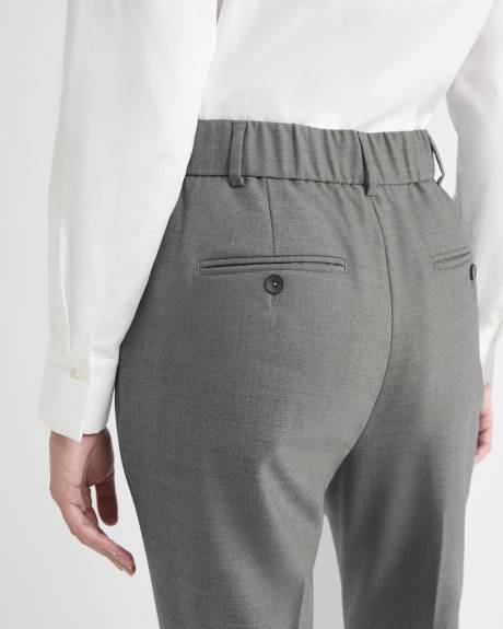 Wool-Blend High-Rise Long Tapered Pant with Elastic Waist