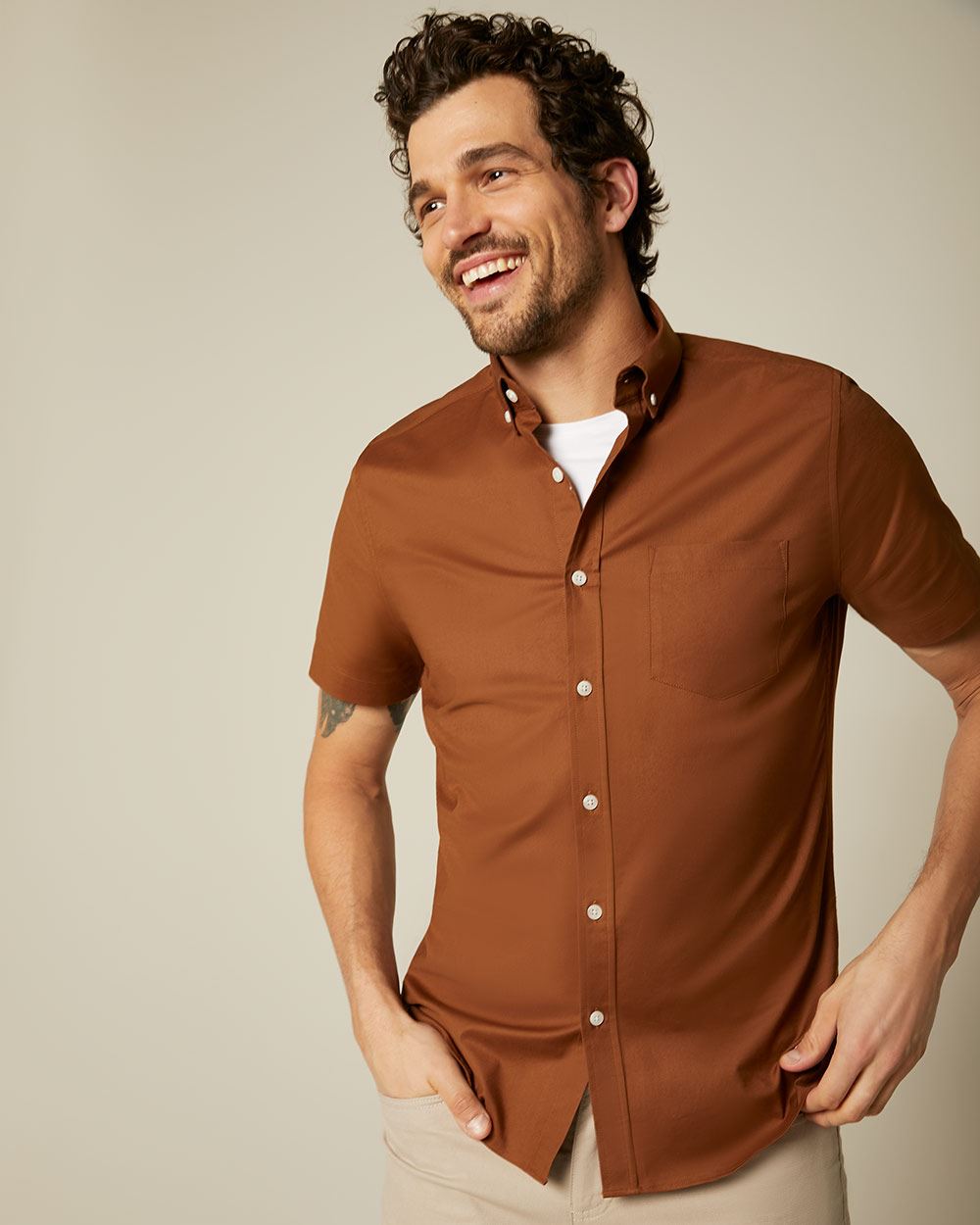 slim fit stretch short sleeve shirt
