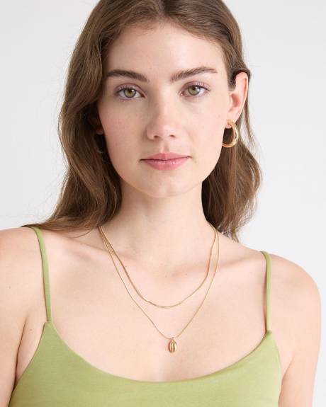 Double-Chain Necklace with Shell Pendant