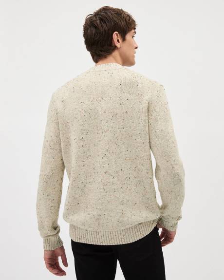 Pull Mouchet&eacute; &agrave; Col Rond et Manches Longues