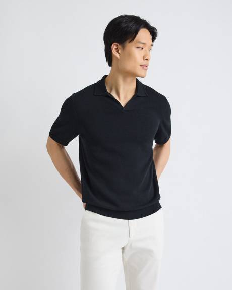 Polo à Manches Courtes en Coton avec Col Johnny