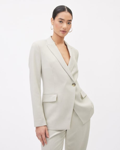 One-Button Blazer With Asymmetrical Front Closure