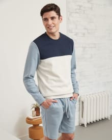 Crew Neck Sweater with Coloured Sleeves