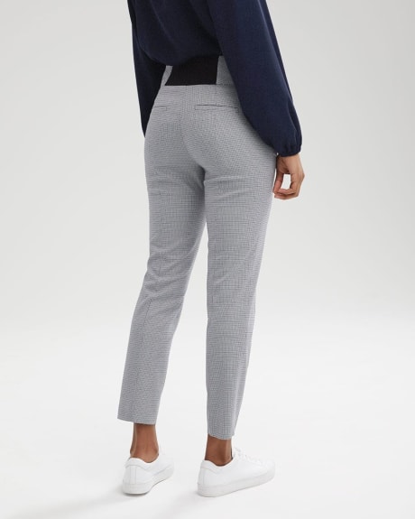 Pantalon Universel Taille Haute à Jambe Étroite en Mini Carreaux Bleus