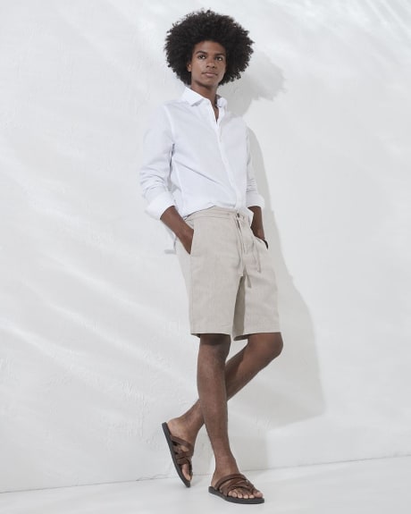Linen Short with Elastic Waistband and Drawstring - 9"