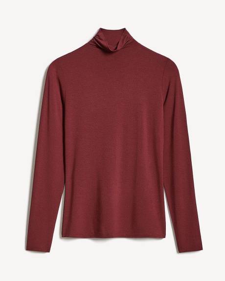 T-Shirt Ajusté à Manches Longues et Col Montant