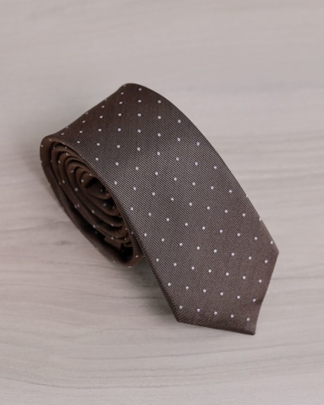 Dotted Taupe Skinny Tie