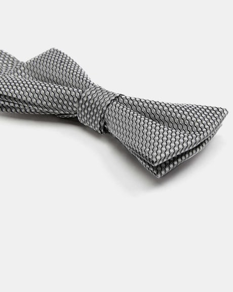 Classic Grey Geo-Patterned Silk Bow Tie