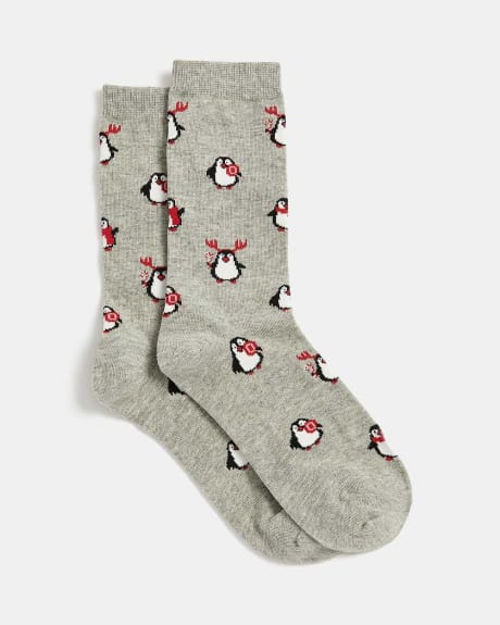 Dark Grey Penguin Socks