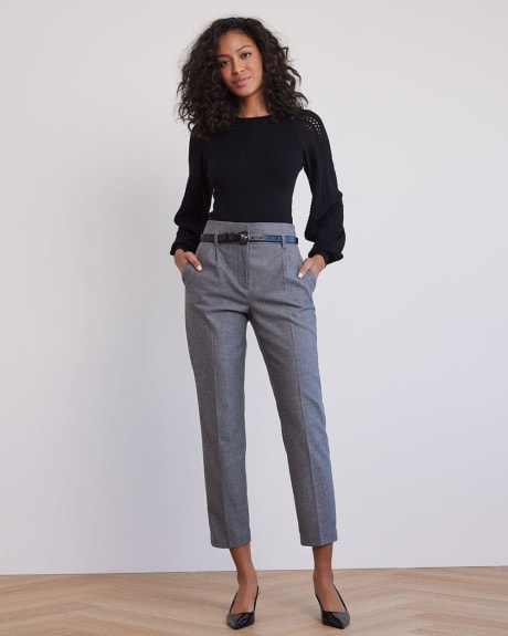 Tapered-Leg High-Rise Flannel Ankle Pant