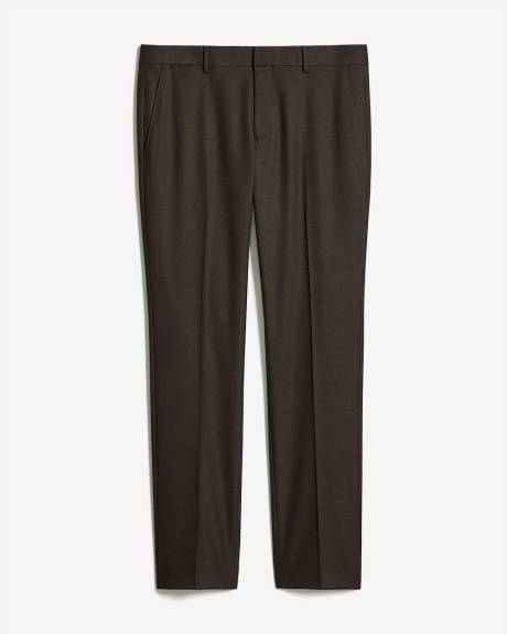 Pantalon en Sergé Brossé Brun Foncé à Coupe Étroite