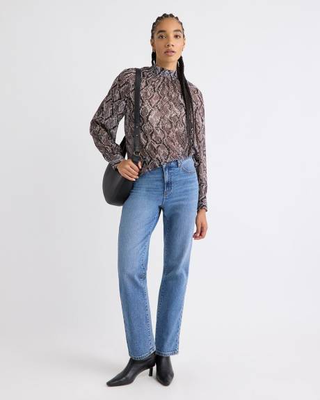 Blouse Popover en Mousseline à Manches Longues