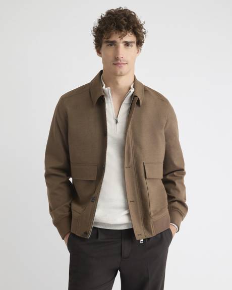 Twill Bomber Jacket with Shirt Collar