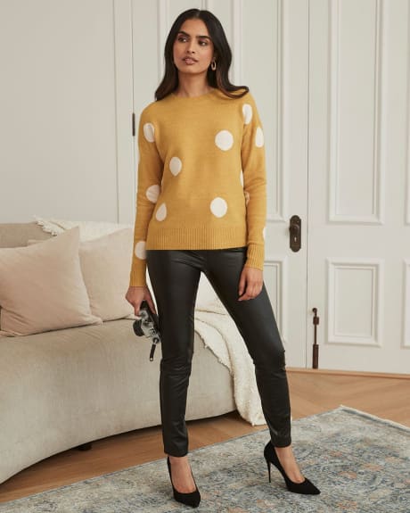 Spongy Crew-Neck Sweater with Whimsical Polka Dots