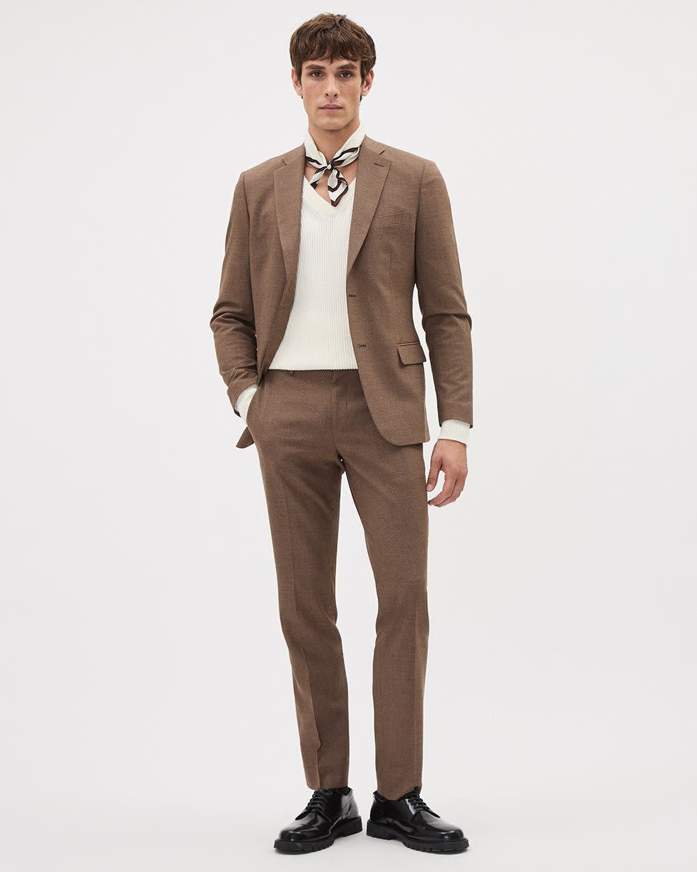 Slim-Fit Bronze Houndstooth Suit Blazer