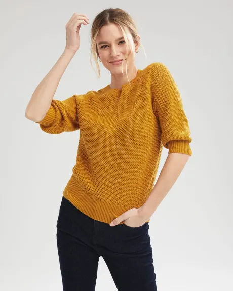 Textured Raglan Sleeve Sweater