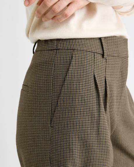 Pantalon Pied-de-Poule à Taille Haute et Jambe Large