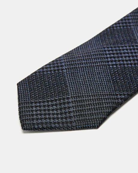 Regular Navy Tie with Checkered Pattern