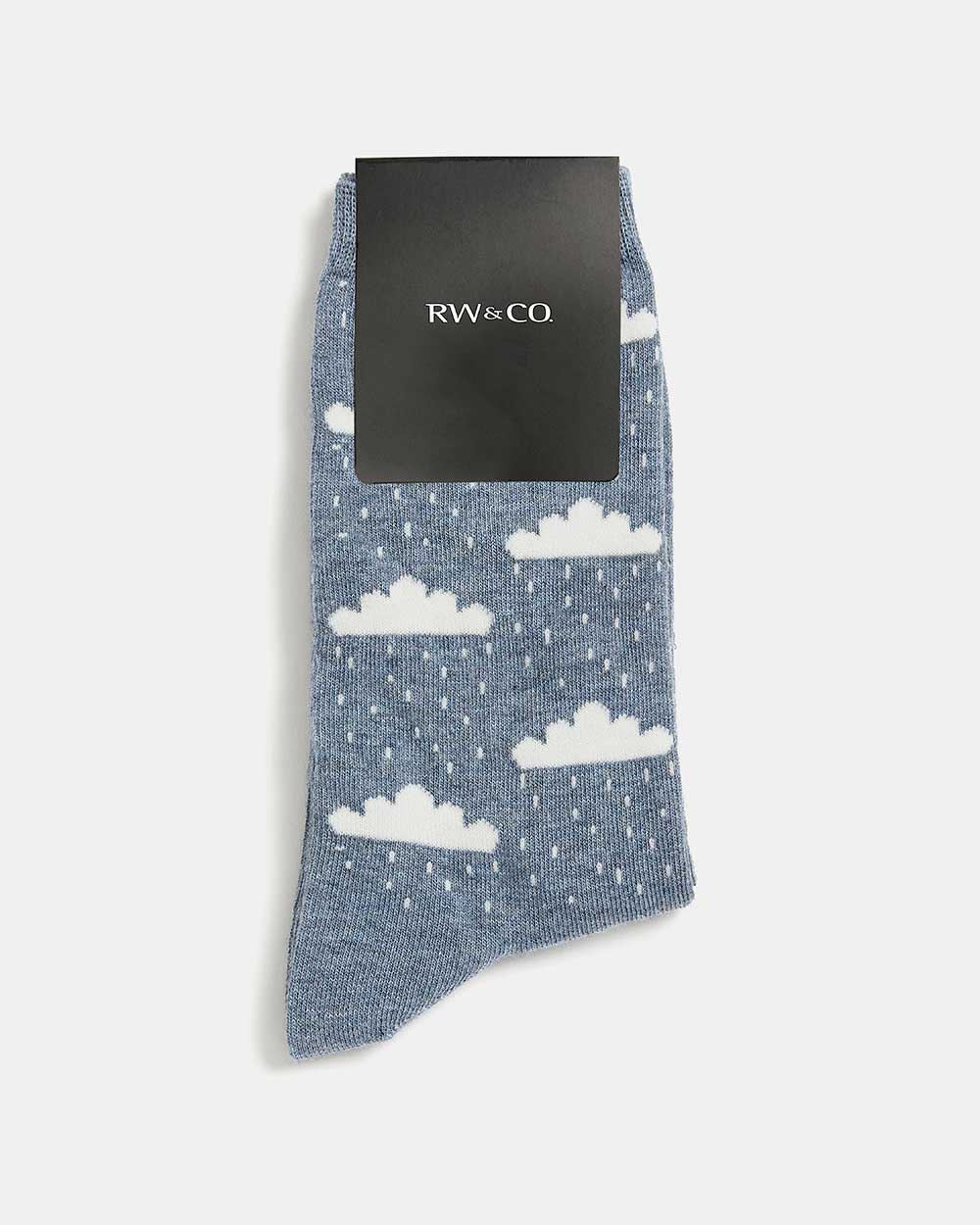 Blue Denim Socks with Snowstorm Pattern