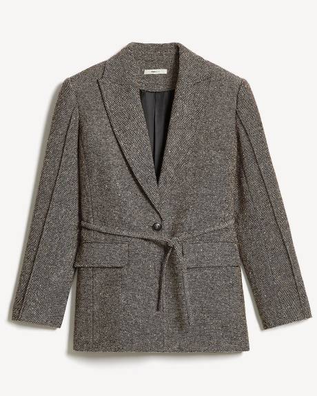 Veston Ample en Tweed à Un Bouton