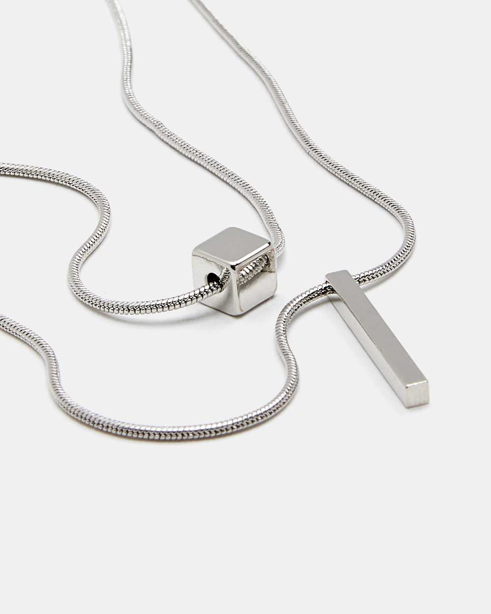 TwoRow Necklace with Square and Stick Pendants RW&CO.