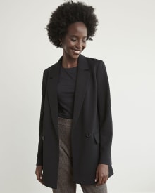 Relaxed Double-Breasted Black Blazer