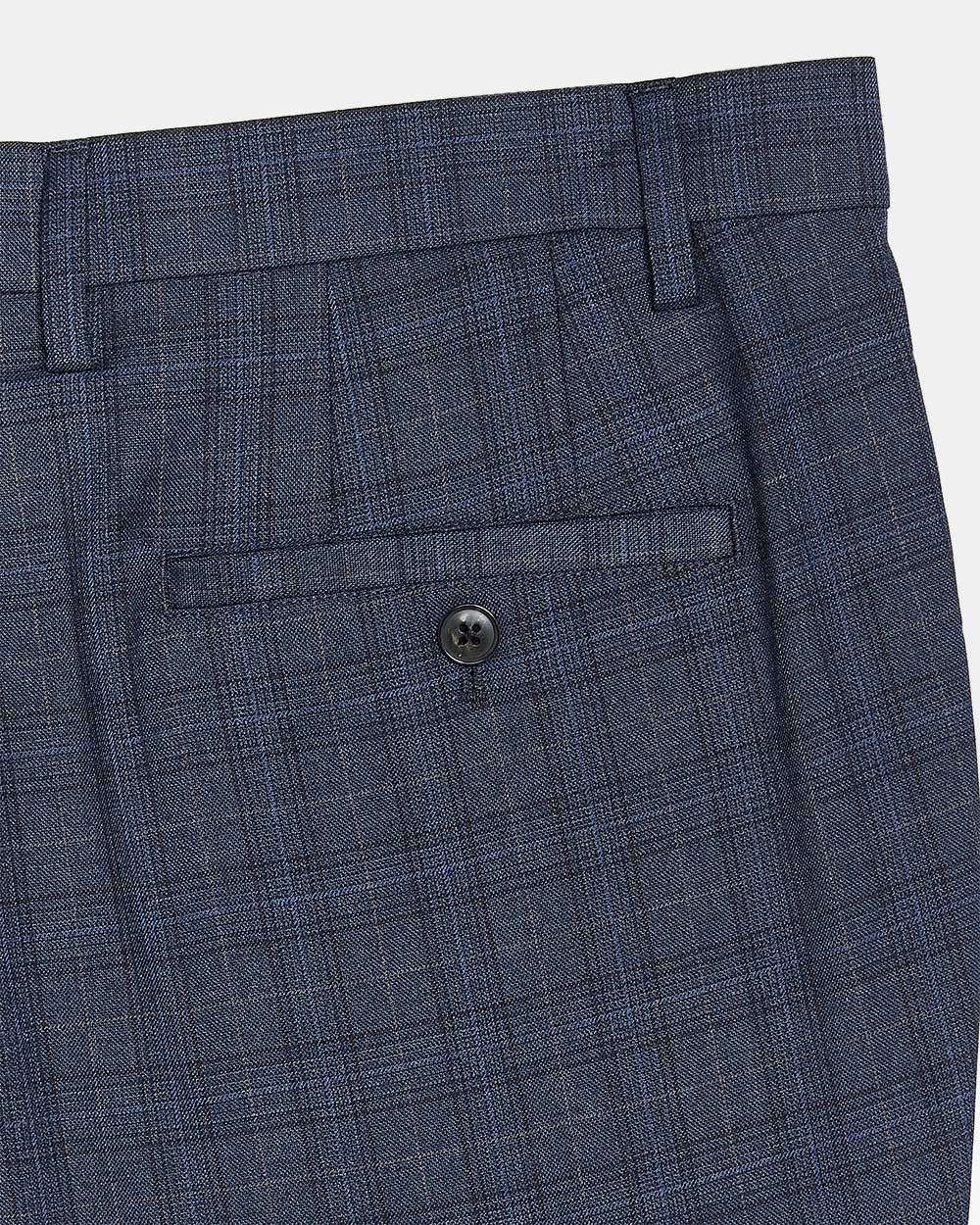 Slim Fit Navy Checkered City Pant - 32"