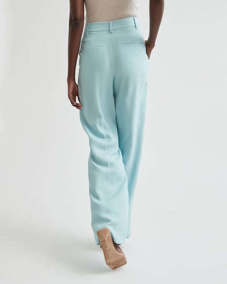 Pantalon Bleu Clair en Tencel à Jambe Large et Taille Haute