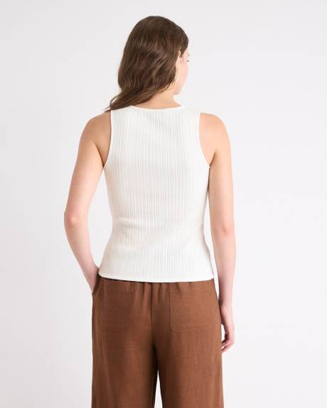 Haut C&ocirc;tel&eacute; Boutonn&eacute; Sans Manches &agrave; Col Rond