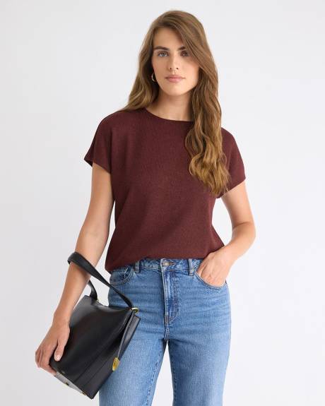 Crew-Neck Extended-Sleeve Bouclé Top