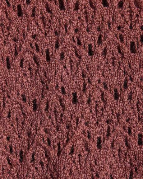 Pull à Col Rond et Manches Courtes en Mailles de Fantaisie