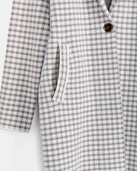 Checkered Jacquard One Button Sweater Coat