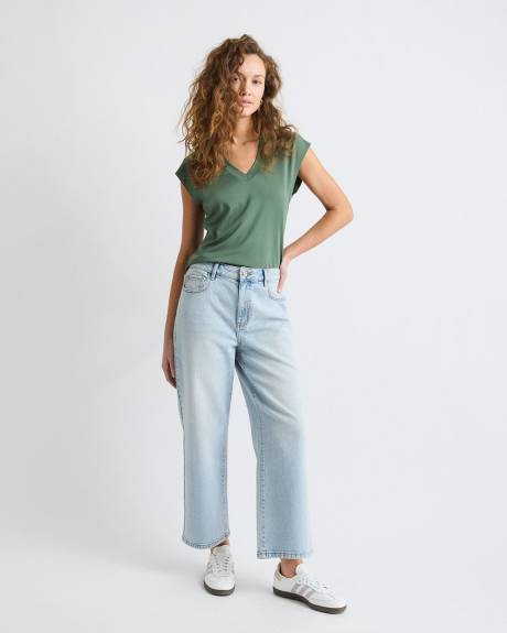 T-Shirt Classique &agrave; Manches Courtes et Col V