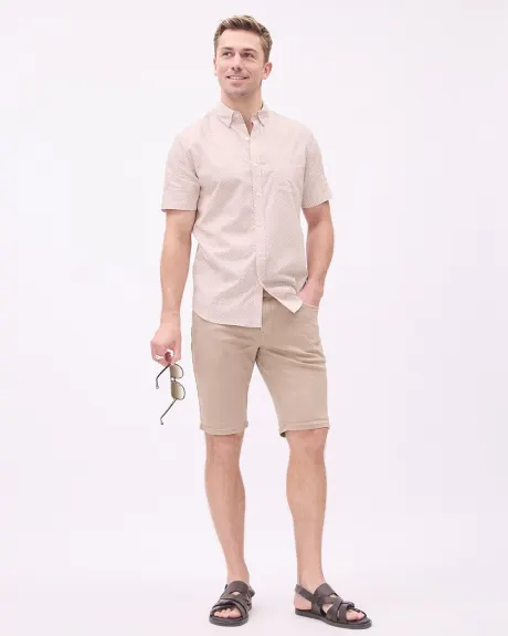 Slim-Fit Short-Sleeve Cotton Shirt with Geo Pattern