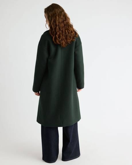 Manteau Long à Boutonnage Double en Mélange de Laine