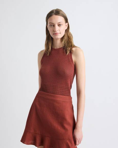 Pull Court Crocheté Sans Manches