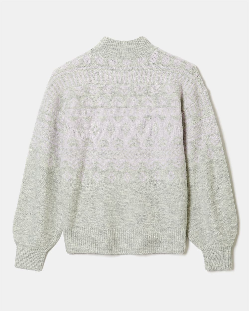 Spongy Fairisle Pattern Mock-Neck Pullover Sweater | RW&CO.
