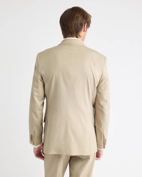 Tailored-Fit Double-Breasted Beige Suit Blazer