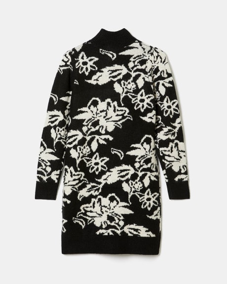 Floral Print Spongy Sweater Dress
