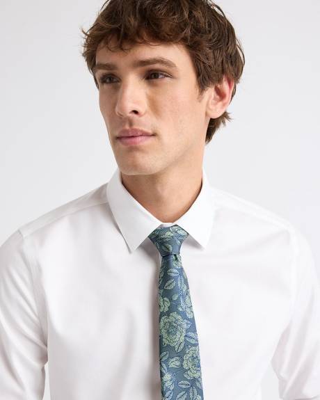 Green Regular Tie with Tonal Floral Pattern