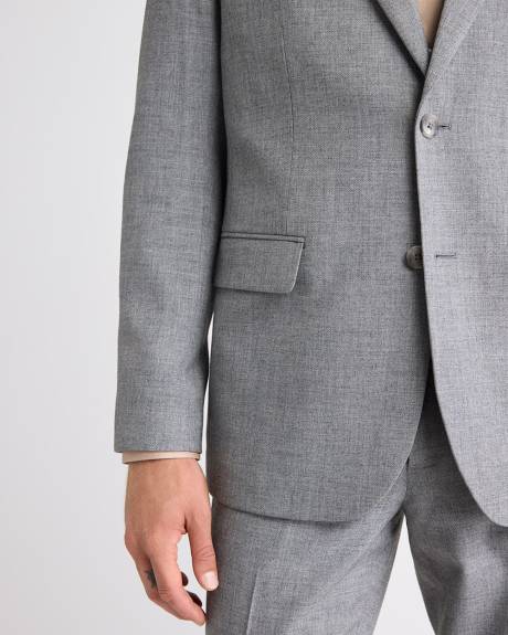 Veston de Complet Hopsack Gris à Coupe Ajustée