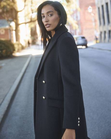Wool-Blend Long Double-Breasted Coat