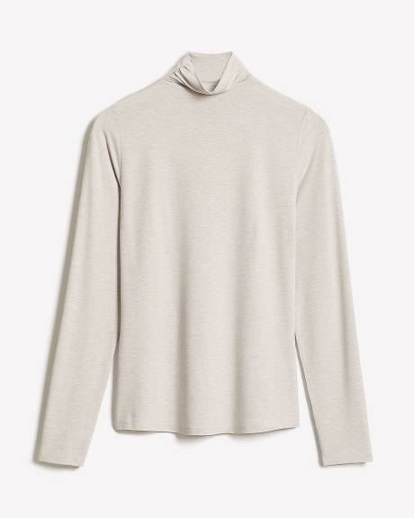 T-Shirt Ajusté à Manches Longues et Col Montant