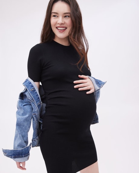 Robe T-Shirt Noire en Tricot - Thyme Maternité
