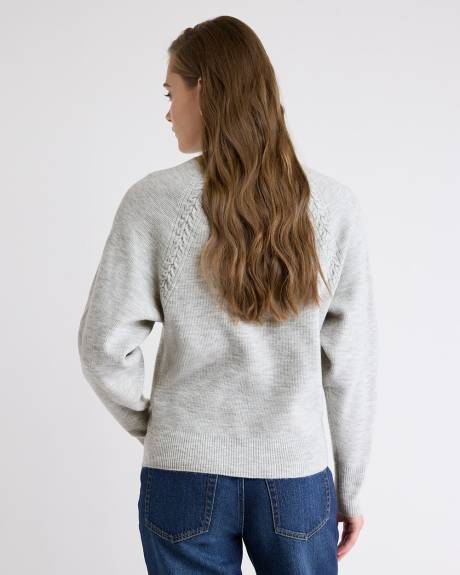 Long-Sleeve Mock-Neck Ribbed Pullover