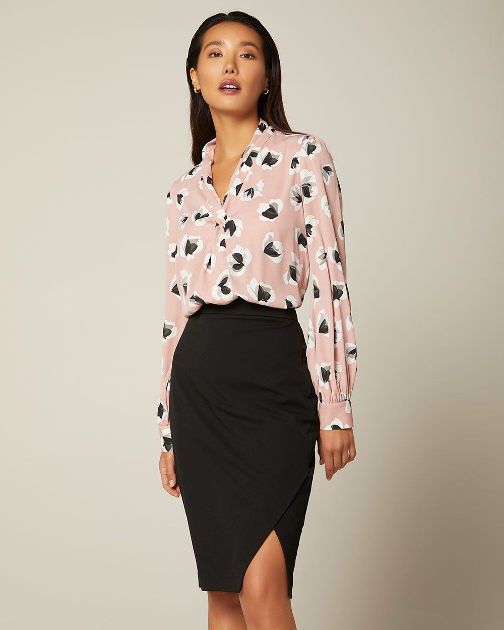 Stretch Highwaisted faux wrap pencil skirt RW&CO.