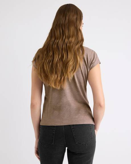 Extended-Sleeve Mock-Neck Top with Tie