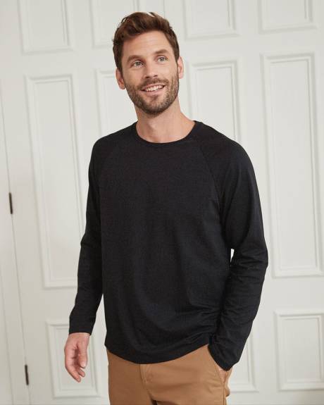 Supima (R) Cotton Crew-Neck T-Shirt with Long Raglan Sleeves