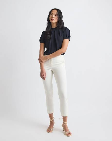 Blouse Bimatière à Manches Courtes et Col Rond